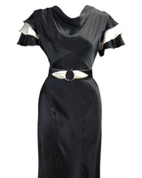 30s Paramour Bias Cut Gown - Black & Ivory Satin