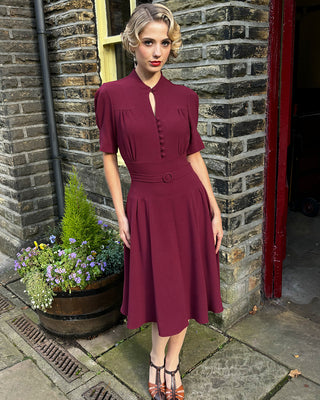 1940s Peggy Dress - Berry