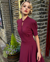 1940s Peggy Dress - Berry