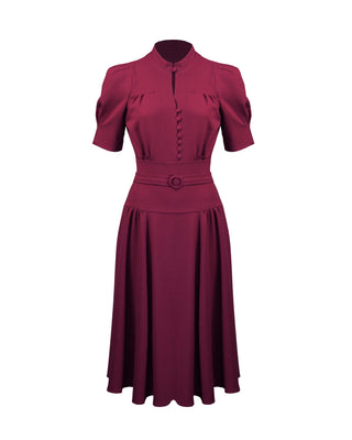 1940s Peggy Dress - Berry