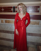 70s Roslyn Evening Dress - Disco Red