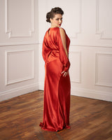 30s Siren Evening Gown - Rust Satin