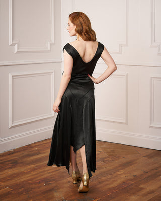 20s Sheba Evening Gown Set - Ebony Satin