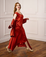 20s Sheba Evening Gown Set - Rust Satin