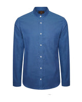 Tommys Collarless Shirt - Mid Blue