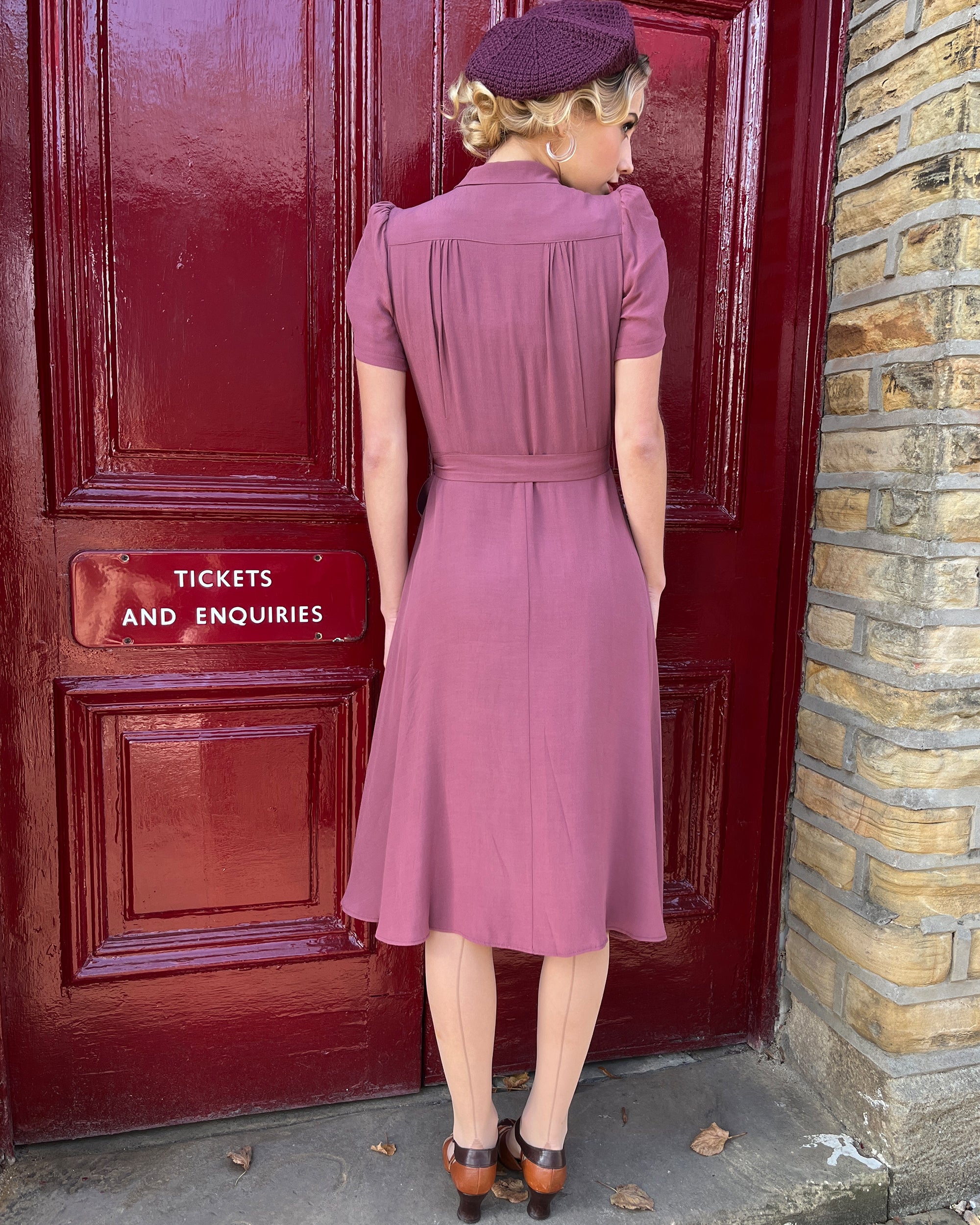 1940s Shirt-waister Dress - Plum