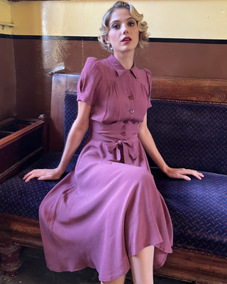 1940s Shirt-waister Dress - Plum