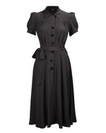 1940s Shirt-waister Dress - Black