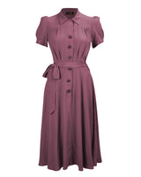 1940s Shirt-waister Dress - Plum