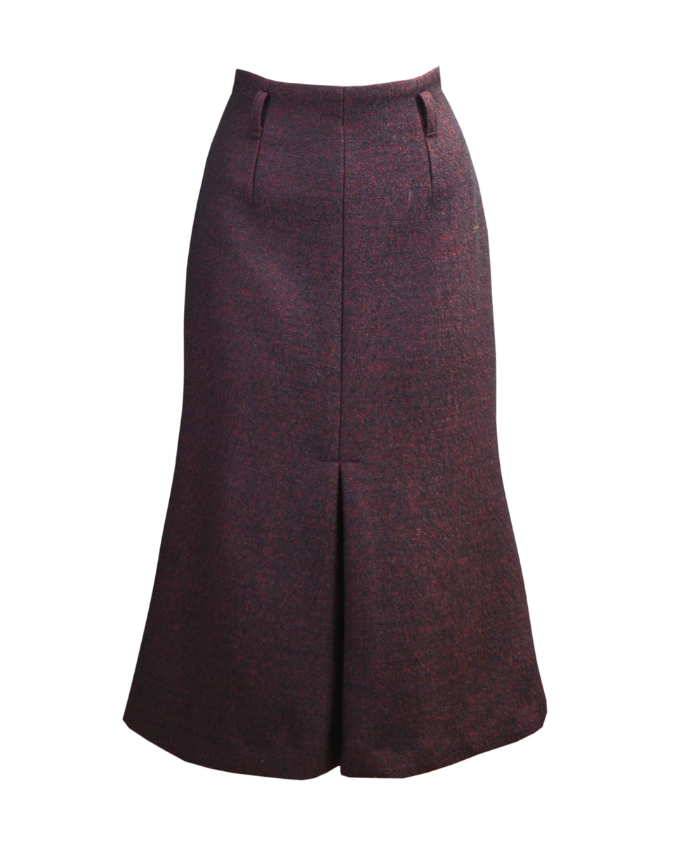 30s Front Pleat Skirt - Burgundy Wool – House of Foxy
