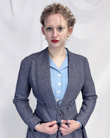 40s Stanwyck Jacket - Blue Herringbone