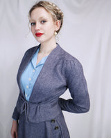 40s Stanwyck Jacket - Blue Herringbone