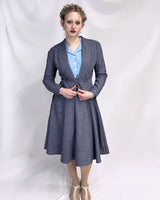 40s Stanwyck Jacket - Blue Herringbone