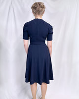 1940s Stanwyck Dress - Navy