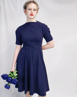 1940s Stanwyck Dress - Navy