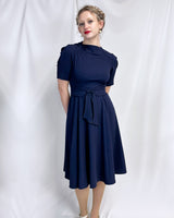 1940s Stanwyck Dress - Navy