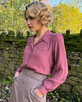 1940s Sweetheart Blouse - Plum