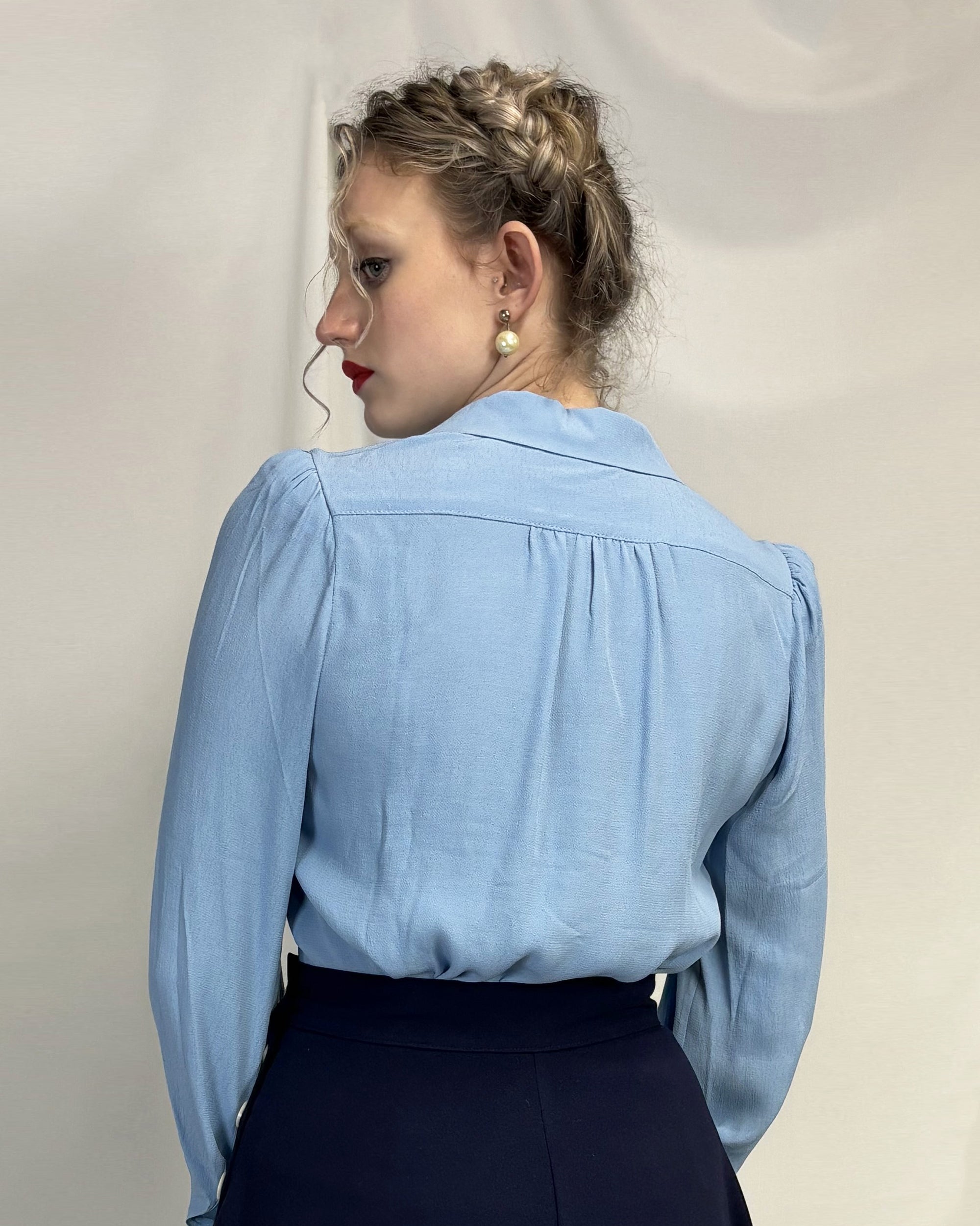 40s Sweetheart Blouse - Powder Blue