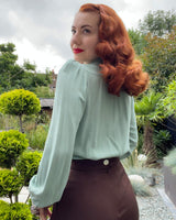 1940s Sweetheart Blouse - Duck Egg