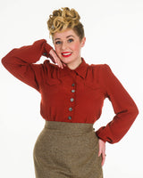 1940s Sweetheart Blouse - Rust