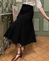 1930s Swirl Skirt - Black Crepe