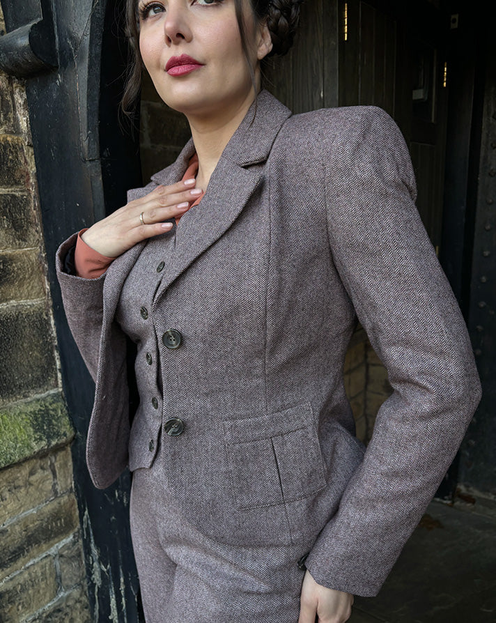 30s Tailored Jacket - Brown Herringbone