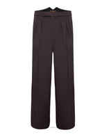 Fishtail Back Trousers - Brown Twill