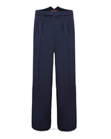 Fishtail Back Trousers - Navy Twill