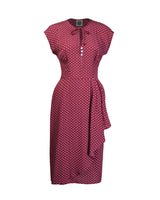 Veronica 40s Tea Dress - Wine Polka