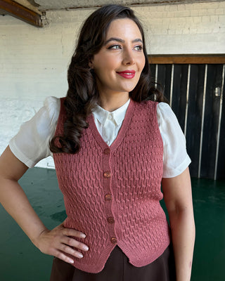 Knitted Waistcoat - Vintage Rose