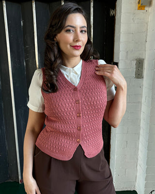 Knitted Waistcoat - Vintage Rose