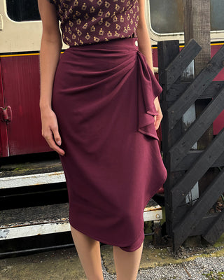 40s Waterfall Skirt - Aubergine