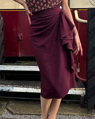 40s Waterfall Skirt - Aubergine